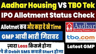 TBO Tek ipo allotment status update | Aadhar Housing  ipo latest gmp | tbo  tek