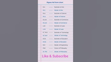Degree Full forms/Important degrees/Full forms of BA MA Bsc MSC M.com B.com LLB LLM B.tech M.E MPhil