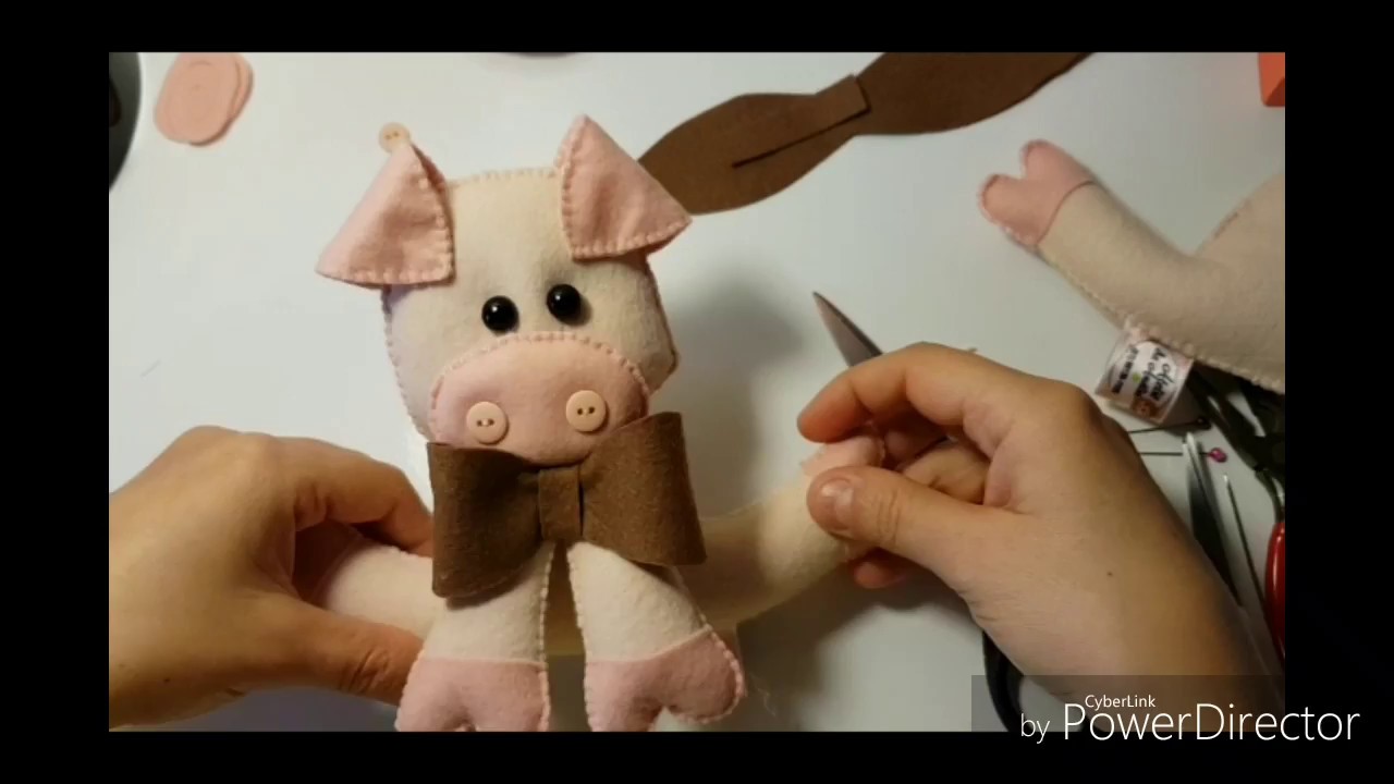 Artesanato em Feltro FINALIZAÇÃO DO PORQUINHO PARTE 3 - DIY