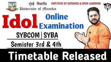 Idol Timetable आ गया|Sybcom|Syba|3rd & 4th Semister Examination|University  Mumbai
