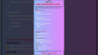 Single inheritance in java | Inheritance in java | java Inheritance