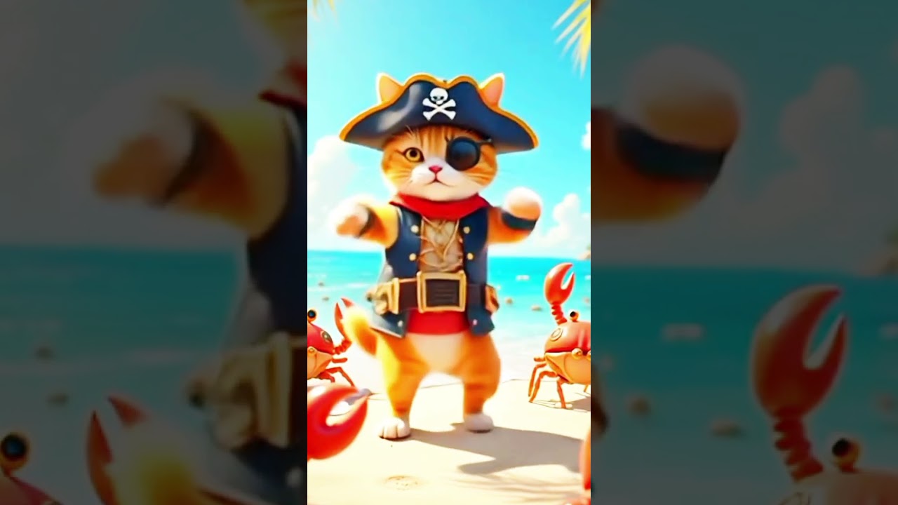 Pirate Cat Leads Beach Dance Party with a Crab Band – Meow-ritime Magic