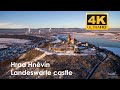 Hrad hnvn v zim dronem msto most  4k