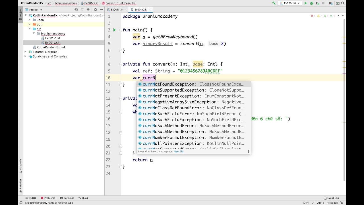 Kotlin 002 - Chuyển số n ở hệ 10 sang hệ 2 và hệ 16... - youtube