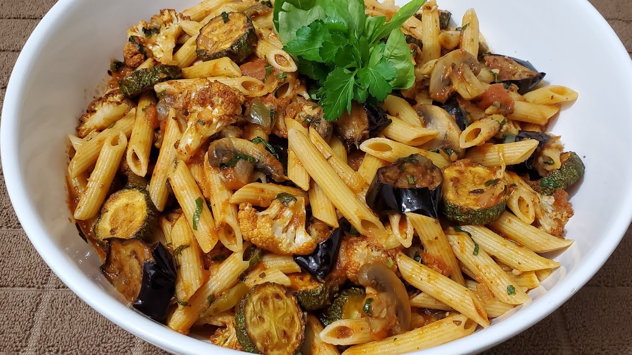 طريقة تحضير باستا نباتية مع الخضار  Delicious Vegan Penne with Vegetables Recipe