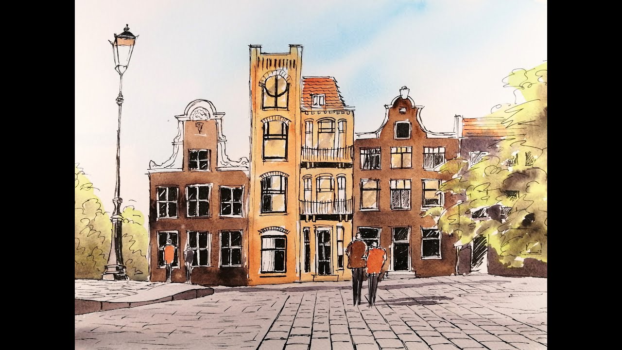 Line & Wash -  Amsterdam Houses