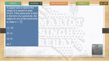 A copper wire is bent in the shape of a square of area 81cm2. If the same wire is bent in the form