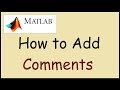 How to add comments to Matlab script