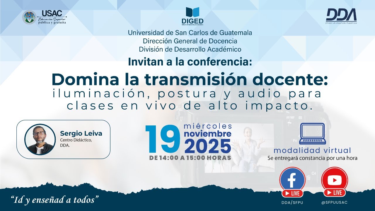 ✨Domina la transmisión docente: iluminación, postura y audio para clases en vivo de alto impacto.