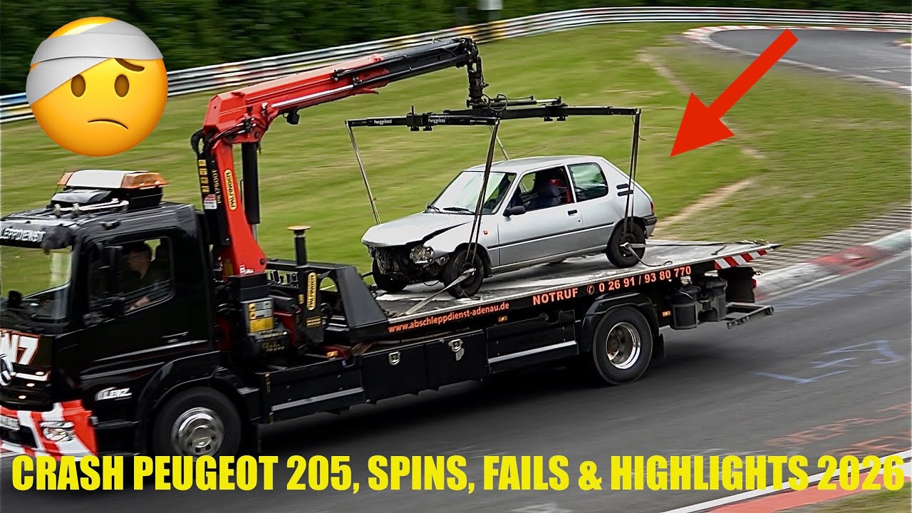NÜRBURGRING CRASH PEUGEOT 205, FAILS, SPINS, FUNNY MOMENTS NORDSCHLEIFE TOURISTENFAHRTEN 14/06/2026