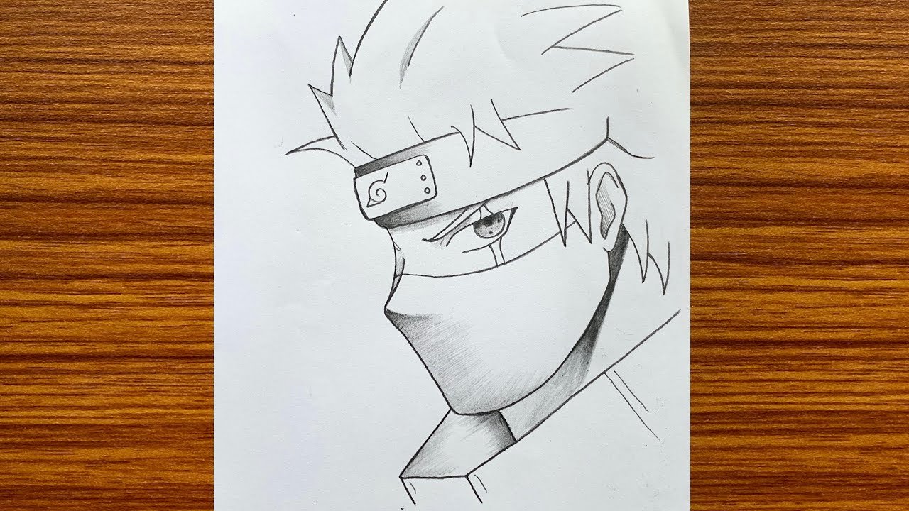 Kakashi face drawing | how to draw ninja Kakashi | tutorial | easy ...