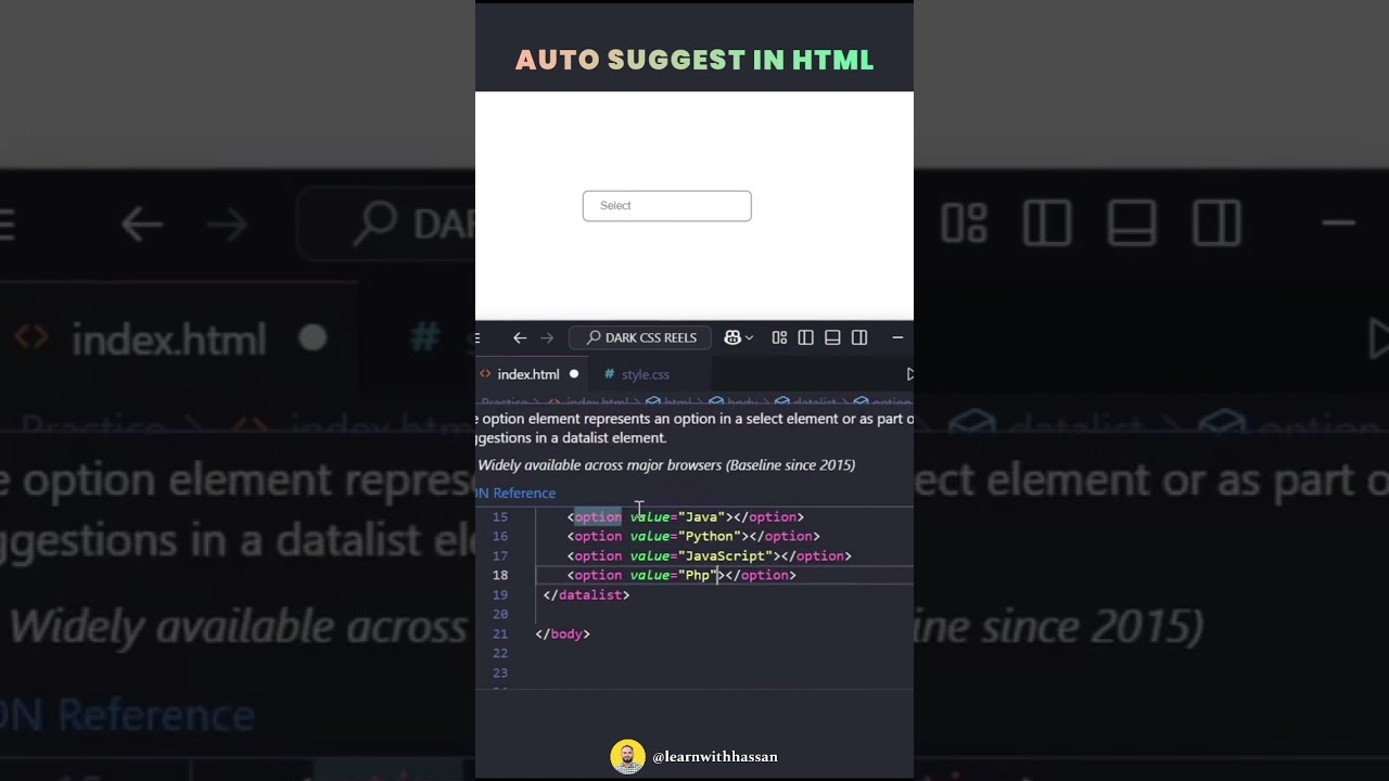 Auto Suggestions pure HTML | Autocomplete suggestion using html |  CodeMinds