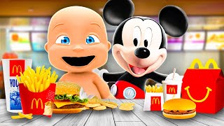 Baby and MICKEY MOUSE Go to MCDONALDS!