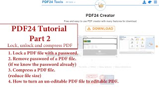 PDF24 Tutorial Part 2 - Compress, Lock and Unlock PDF Files