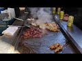 【西成・やまき】ホルモン20本の大量注文《Eng guide in description》JPN street food. Making teppanyaki (horumon-yaki) .