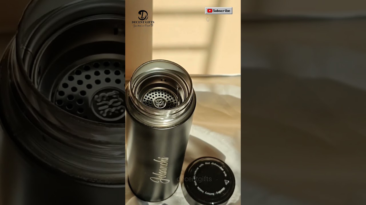 Customized metallic temperature water bottle. 