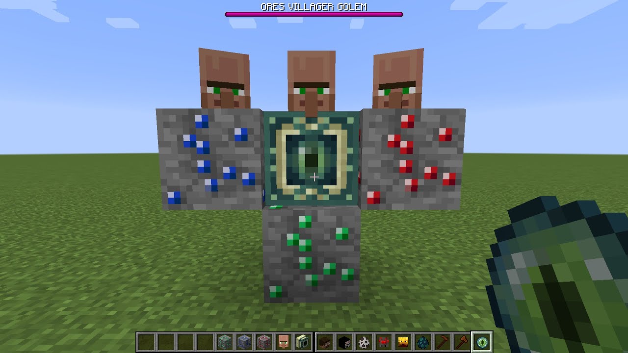 what if you create an ORES VILLAGER GOLEM in MINECRAFT - YouTube