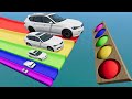 Big and small car vs slide colors with portal trap  cars vs rails  beamngdrive 4