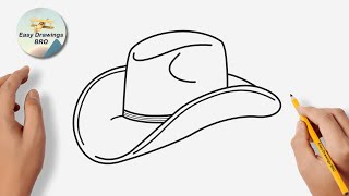 How to draw a cowboy hat easy | टोपी कैसे बनाएं | Easy Drawings BRO How To Draw A Cowboy Hat Super Easy Step By Step Tutorial