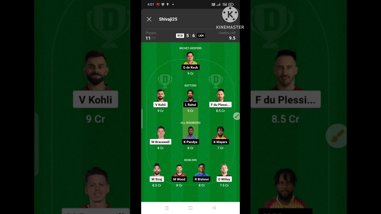 RCB vs LKN Dream 11 teams 