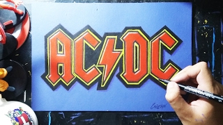 COMO DIBUJAR EL LOGO DE AC/DC (Pintura Acrilica) -How to DRAW and PAINT AC/DC LOGO | Speed Drawing