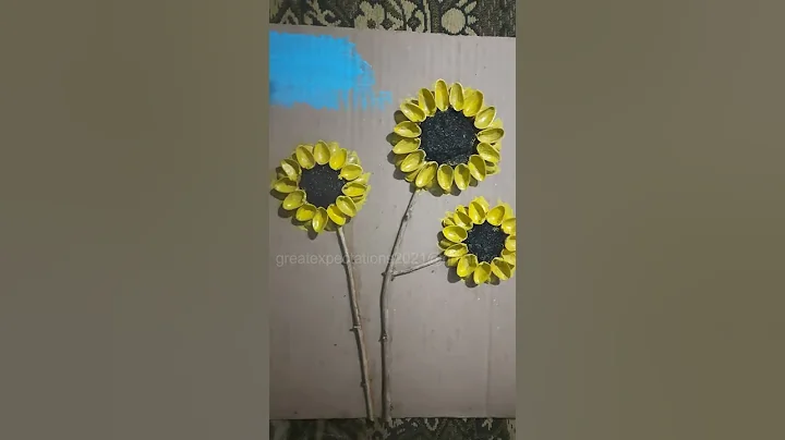 PISTA SHELL CRAFTS IDEAS - 5 | HOW TO MAKE SUNFLOWER USING PISTA SHELLS #SHORTS