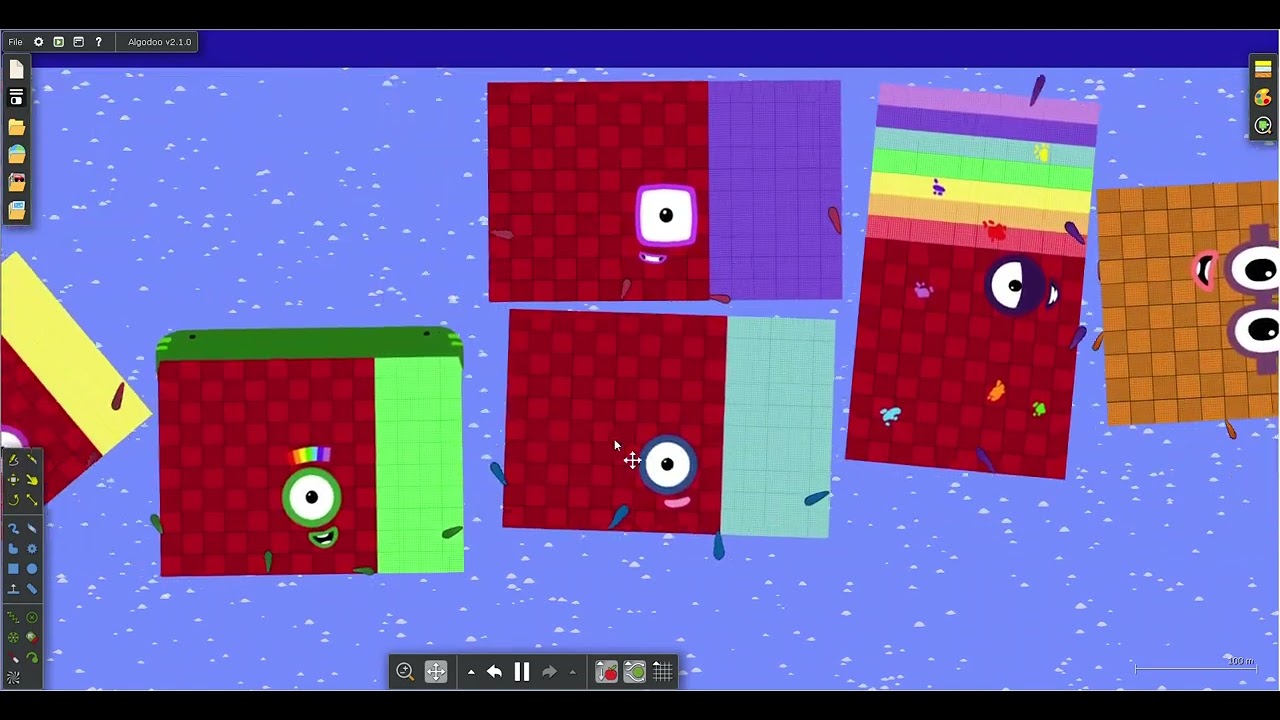 Numberblocks 0 to 1000000 Battle 65 in Algodoo (No Sound)