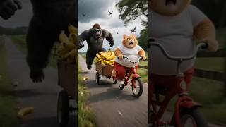 a big bear interest cat a Banana #cat #bear #animals