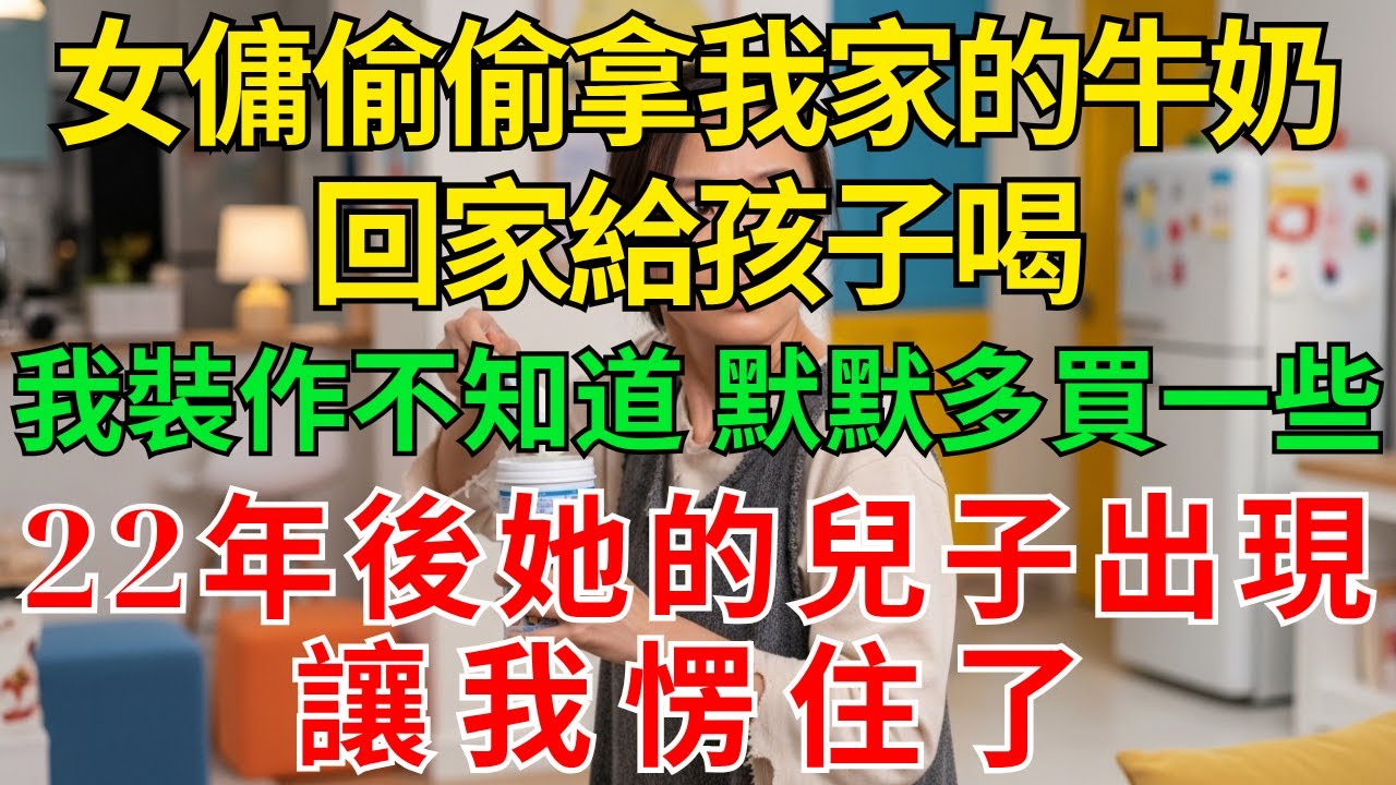 女傭偷偷拿我家的牛奶回家給孩子喝，我裝作不知道，默默多買一些。22年後，她的兒子出現，讓我愣住了。