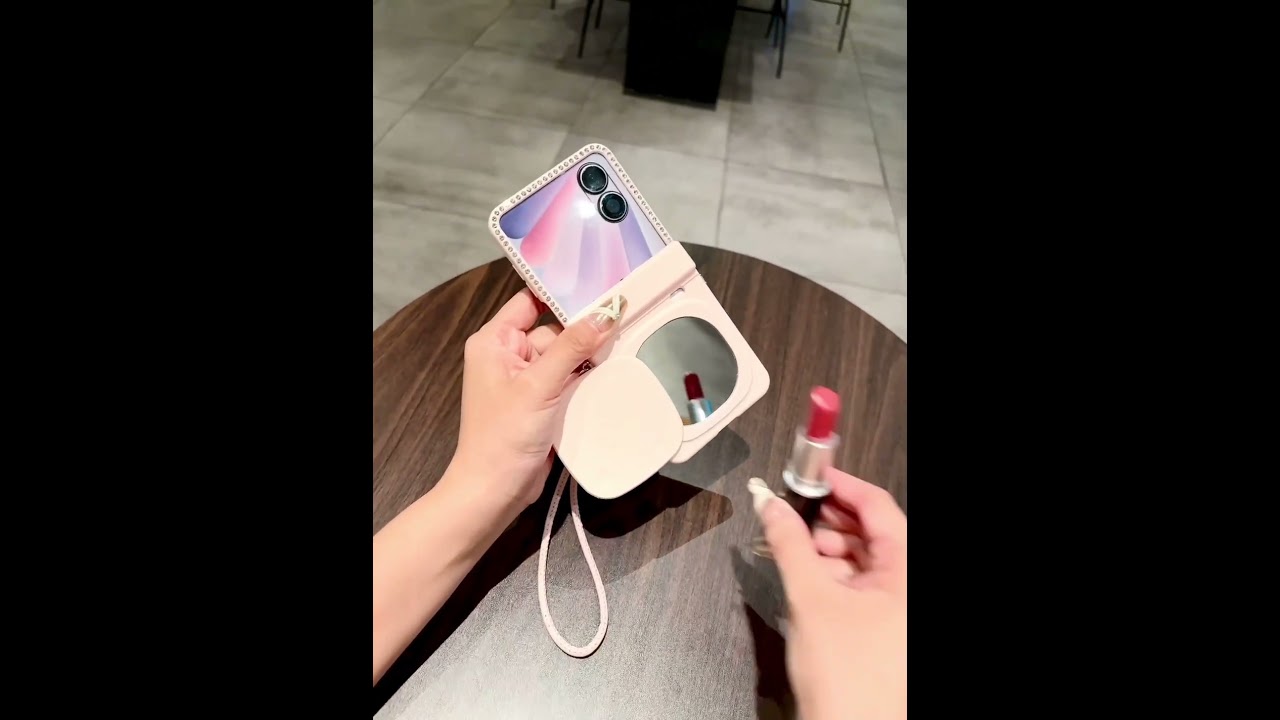 For Honor Magic V Flip 2 Case Makeup Mirror Flip Phone Cover with Tempered Glass Rear Screen Film