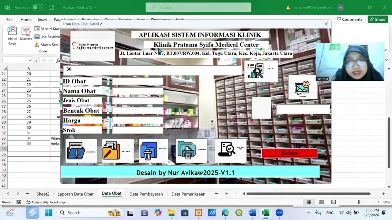 Demo Aplikasi Sistem Informasi Klinik Menggunakan Microsoft Excel & VBA | Pemrograman Visual