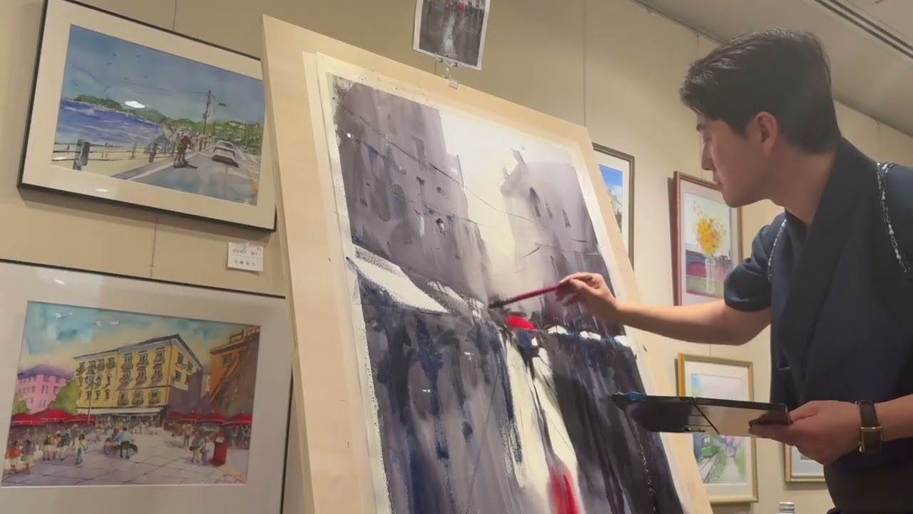 第六回鎌倉水彩画塾展】第一弾！塾長ライブペインティング