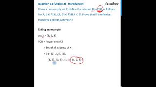 [Class 12] Given a non-empty set X, define the relation R in P(X) - Teachoo