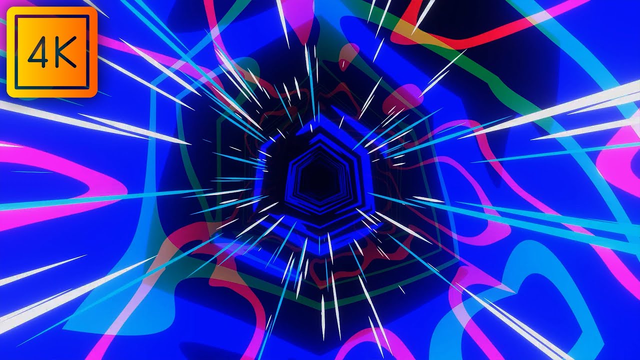 Hex Warp Tunnel | 4K VJ Loop | Retro Pop Hyperspace Animation