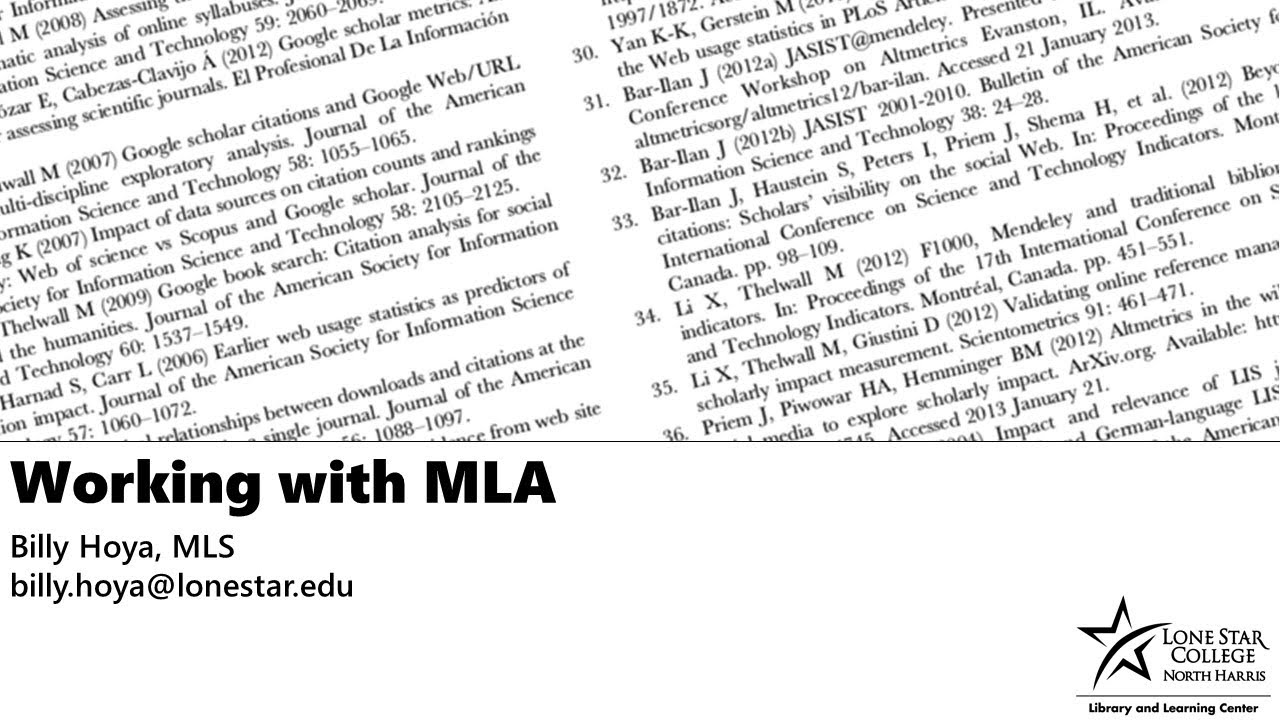 Working with MLA - YouTube