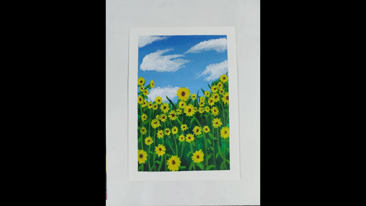 Easy and Simple Sunflower Garden/Field painting tutorial for beginners