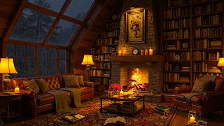Rainy Night in Cozy Reading Nook Ambience 🔥 Warm Jazz, Soft Rain & Fireplace Sounds to Study, Sleep screenshot 5