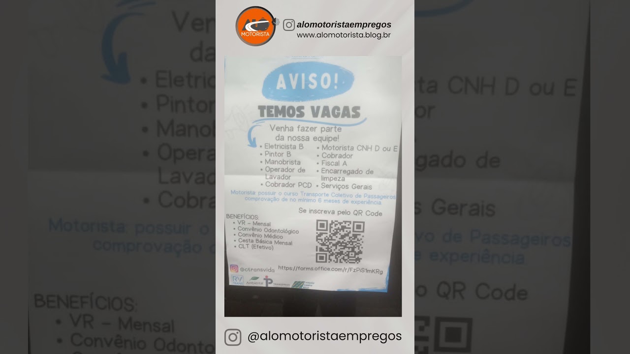 Vagas de emprego para Motorista hoje