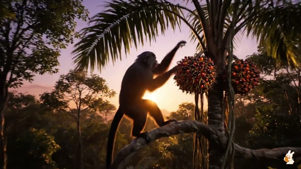 Spider Monkey Eating Palm Fruit