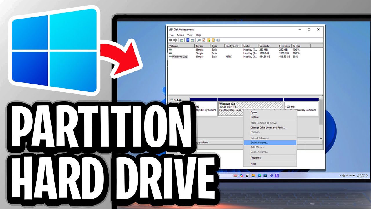 How To Partition Hard Drive In Windows 11 or 10 - Step By Step - YouTube