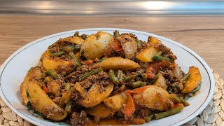 картинка: Сытное овощное рагу с фаршем! Быстро и легко!🍲🍽️