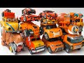 Box full of orange Transformers 7 Autobot Flatbed Truck Tobot, Carbot JCB, Cars vs Speed Bumps Robot