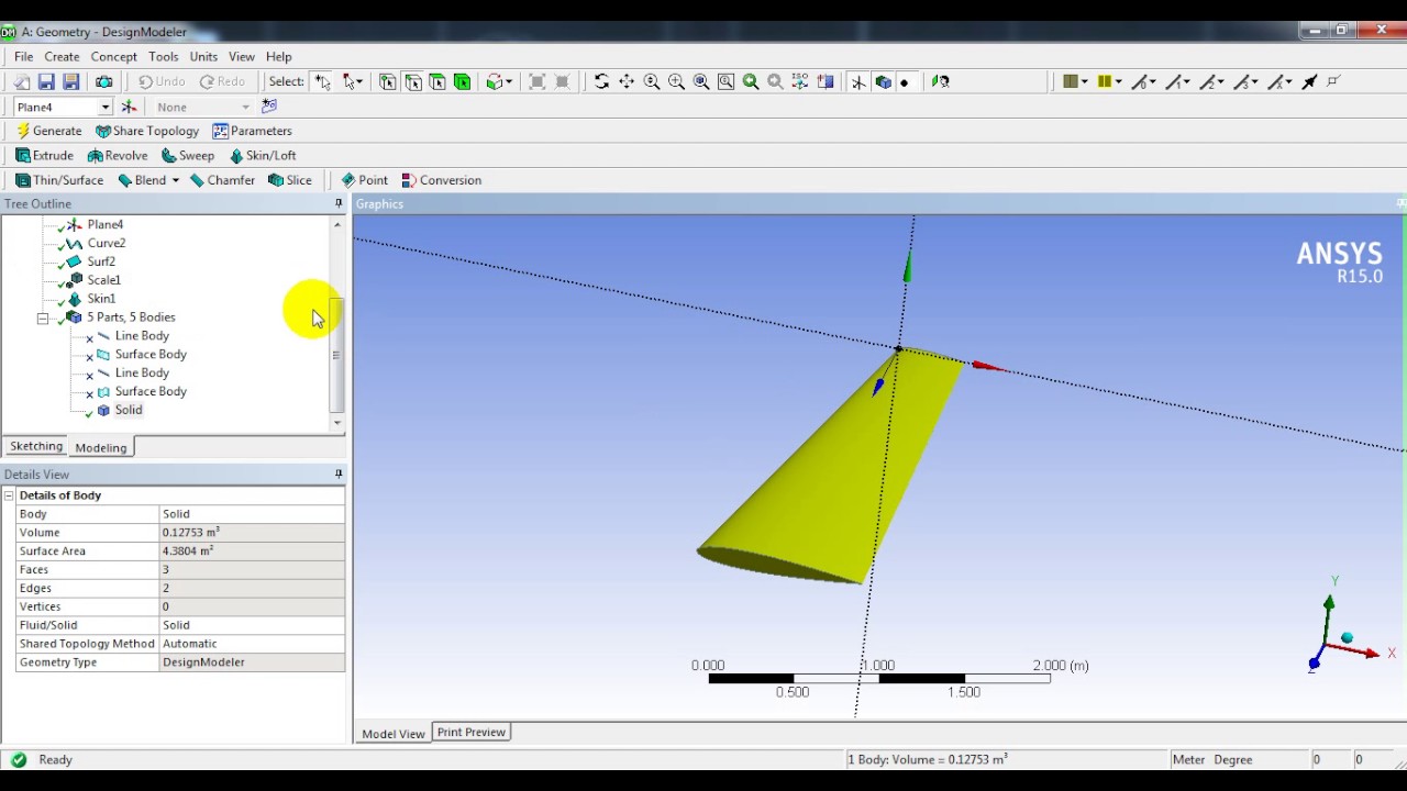 Ansys Designmodeler How To Create 3d Wing Using Airfoil Youtube