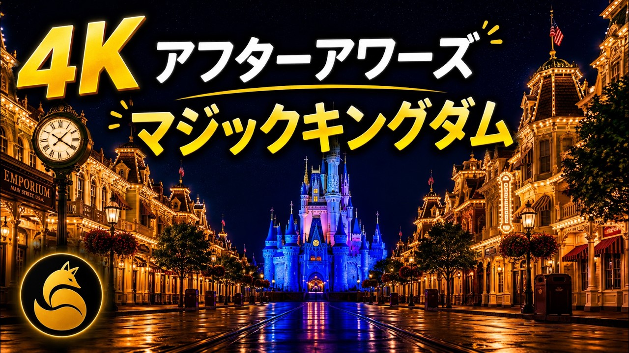 閉園後のシンデレラ城と夜のディズニー散歩 4K｜環境音のみ