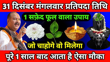 31 दिसंबर मंगलवार प्रतिपदा तिथि को 1 सफ़ेद फूल वाला उपाय जरूर करें || Pradeep Ji Mishra