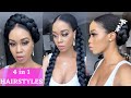 🔥4 QUICK & EASY JUMBO BRAID PIGTAIL HAIRSTYLES Using Braiding Hair On Natural Hair /Tupo1