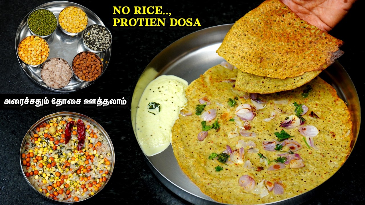 அரிசியே சேர்க்காத அதிக சத்து நிறைந்த பல தானிய தோசை👌💕இந்த சட்னியோட சேர்த்து சாப்பிடுங்க/PROTIEN DOSA