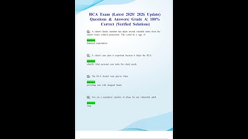 HCA EXAM LATEST 2025 2026 UPDATE QUESTIONS EN ANSWERS GRADE A 100 CORRECT VERIFIED SOLUTIONS
