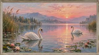 Vintage Swans on a Sunset Lake | Spring Frame TV Art | 2 Hours No Music screenshot 5