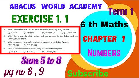 6th std Maths Term 1 Chapter 1 Numbers Exercise 1.1 Sum 5 to 8 pgno 9
